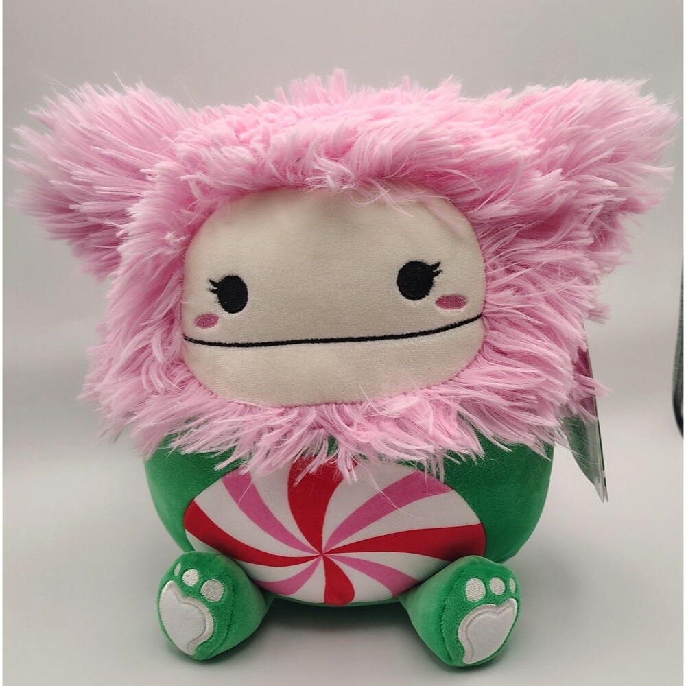 Squishmallow 8" Astrud Bigfoot Peppermint Candy Cane Belly Christmas Plush NWT